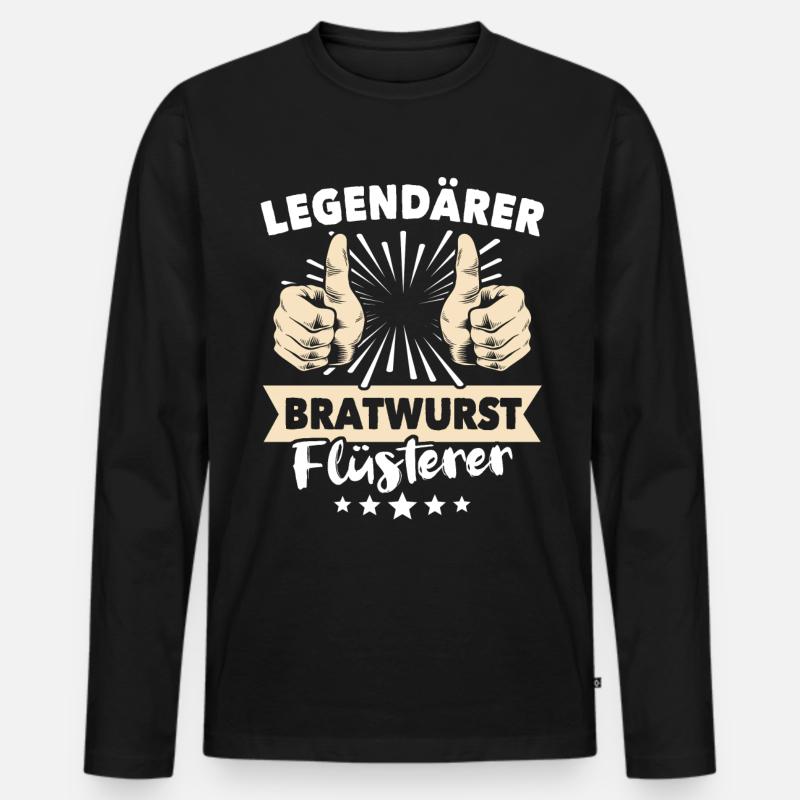 Bratwurst Sprüche - Männer Premium Bio Langarmshirt - Schwarz