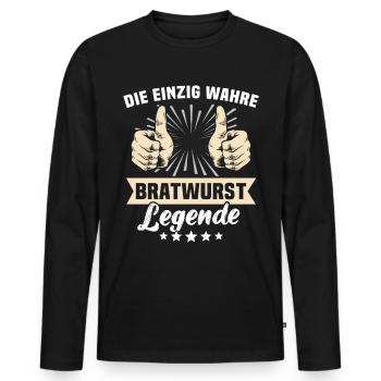 Dictons de Bratwurst - T-shirt manches longues Premium bio Homme - noir - Devant - Nico (187cm)