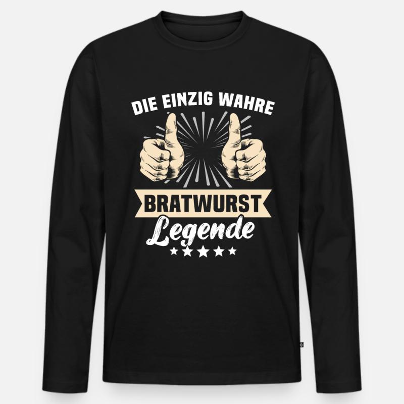 Bratwurst Sprüche - Männer Premium Bio Langarmshirt - Schwarz