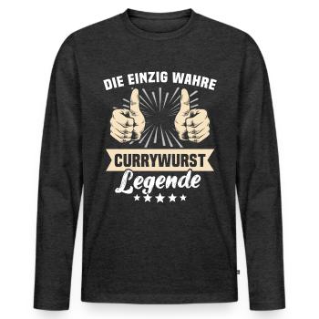 Currywurst sayings - Men's Premium Organic Long Sleeve Shirt - heather anthracite - Front - Nico (187cm)