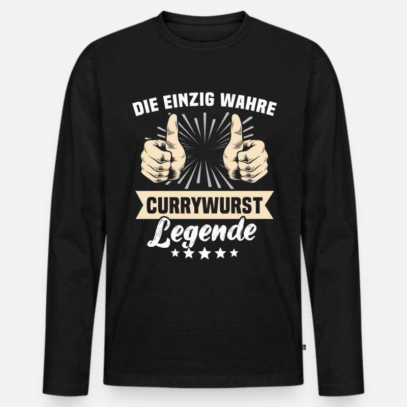 Currywurst Sprüche - Männer Premium Bio Langarmshirt - Schwarz