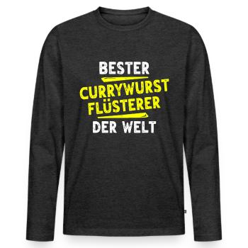 Currywurst Gift - Men's Premium Organic Long Sleeve Shirt - heather anthracite - Front - Nico (187cm)