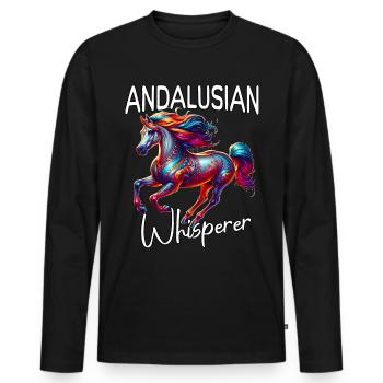 Cheval chuchoteur andalou - T-shirt manches longues Premium bio Homme - noir - Devant - Nico (187cm)
