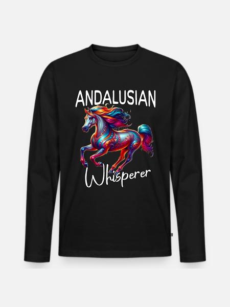 Cheval chuchoteur andalou - T-shirt manches longues Premium bio Homme - noir