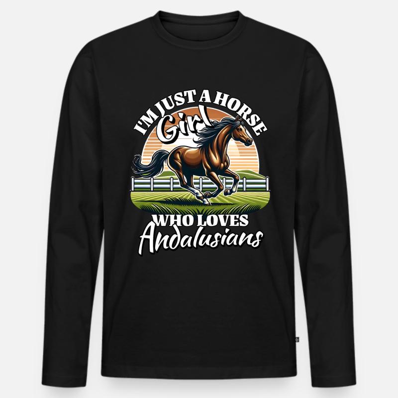 Ich Liebe Andalusier Spruch - Männer Premium Bio Langarmshirt - Schwarz