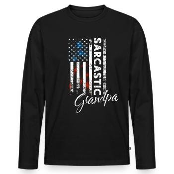 Papi sarcastique - T-shirt manches longues Premium bio Homme - noir - Devant - Nico (187cm)