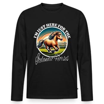 Lustige Isländer Pferd Sprüche - Männer Premium Bio Langarmshirt - Schwarz - Vorne - Nico (187cm)