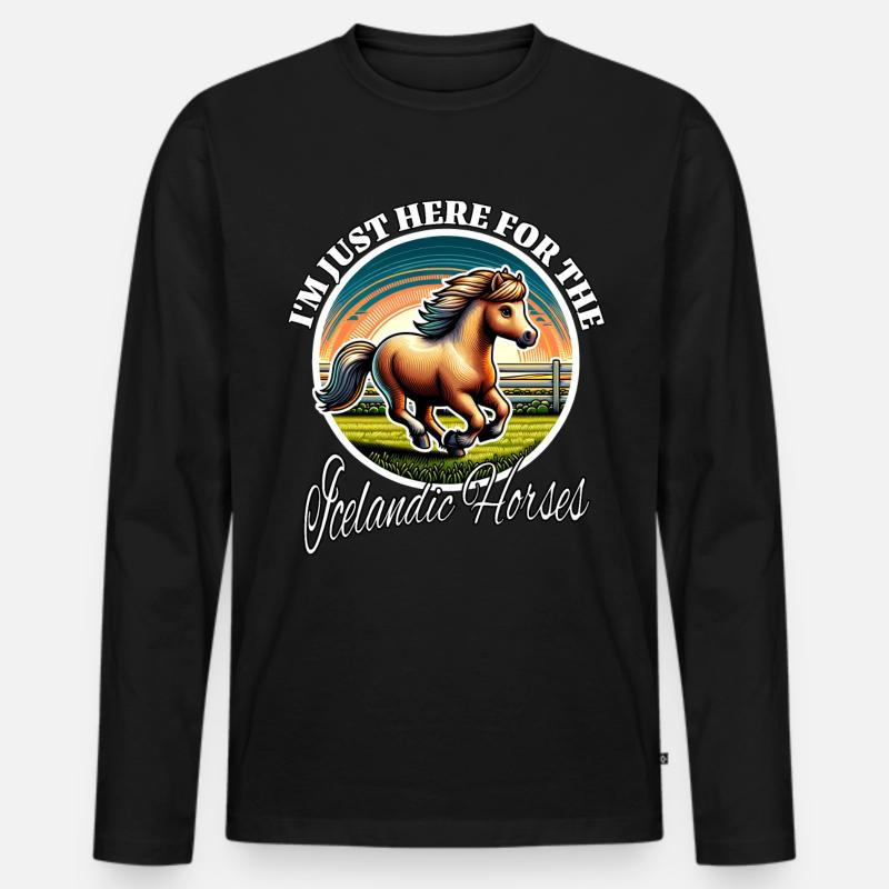 Lustige Isländer Pferd Sprüche - Männer Premium Bio Langarmshirt - Schwarz