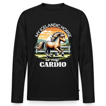Icelandic Horse Icelandic Horse - Men's Premium Organic Long Sleeve Shirt - black - Front - Nico (187cm)