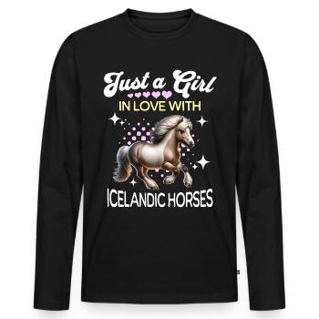 Icelandic Girl Icelandic Horse - Men's Premium Organic Long Sleeve Shirt - black - Front - Nico (187cm)