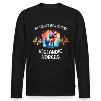 Islandais Heartline Cheval Poney islandais - T-shirt manches longues Premium bio Homme - noir - Devant - Nico (187cm)