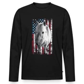 Icelandic Horse US Icelander - Men's Premium Organic Long Sleeve Shirt - black - Front - Nico (187cm)