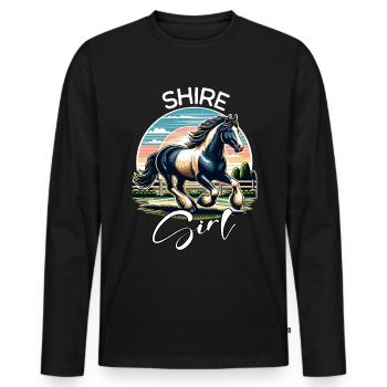 Cheval Shire Fille Cheval Shire - T-shirt manches longues Premium bio Homme - noir - Devant - Nico (187cm)