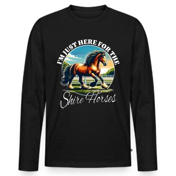 Drôle de dictons de cheval de comté - T-shirt manches longues Premium bio Homme - noir - Devant - Nico (187cm)