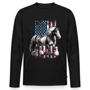 Shire Horse US Shire Horse - Männer Premium Bio Langarmshirt - Schwarz - Vorne - Nico (187cm)