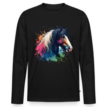 Cheval Shire Motif Cheval - T-shirt manches longues Premium bio Homme - noir - Devant - Nico (187cm)