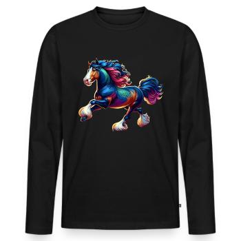 Shire Horse Pferd - Men's Premium Organic Long Sleeve Shirt - black - Front - Nico (187cm)