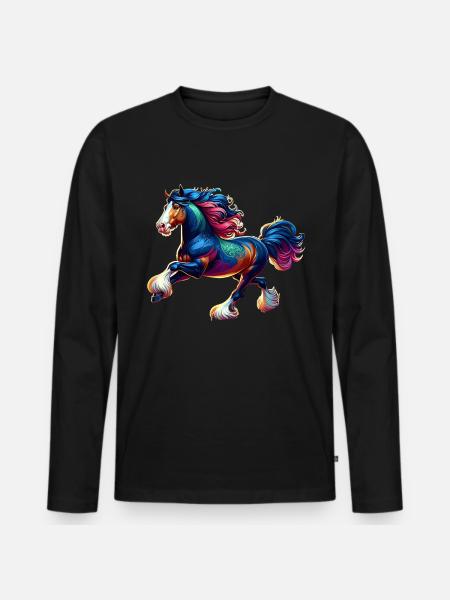Cheval Shire Pferd - T-shirt manches longues Premium bio Homme - noir