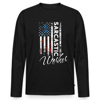 Sarkastischer Arbeiter - Männer Premium Bio Langarmshirt - Schwarz - Vorne - Nico (187cm)