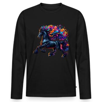 Friesian Horse Pferd - Men's Premium Organic Long Sleeve Shirt - black - Front - Nico (187cm)