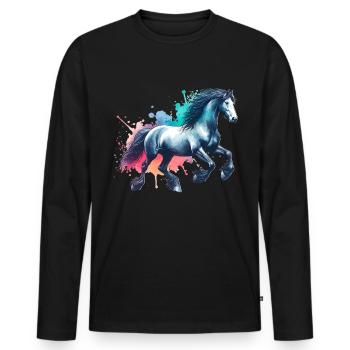 Friesian Horse Friesenpferd Pferd - Men's Premium Organic Long Sleeve Shirt - black - Front - Nico (187cm)