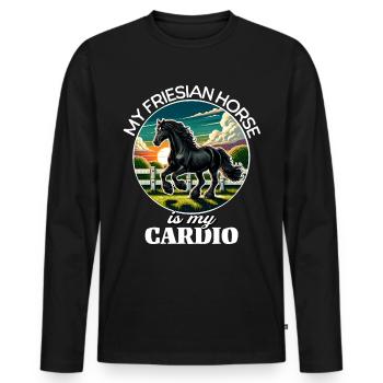 Friesian Horse Pferd - Men's Premium Organic Long Sleeve Shirt - black - Front - Nico (187cm)