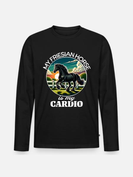 Cheval frison Pferd - T-shirt manches longues Premium bio Homme - noir
