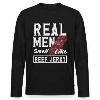 Beef Jerky Dealer Beef Jerky Costume - Men's Premium Organic Long Sleeve Shirt - black - Front - Nico (187cm)