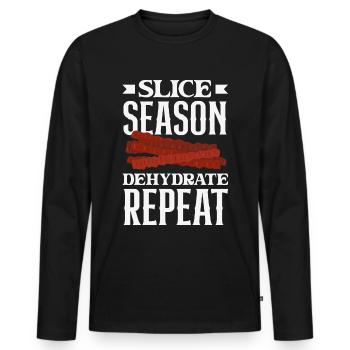 Beef Jerky Dealer Beef Jerky Costume - Men's Premium Organic Long Sleeve Shirt - black - Front - Nico (187cm)