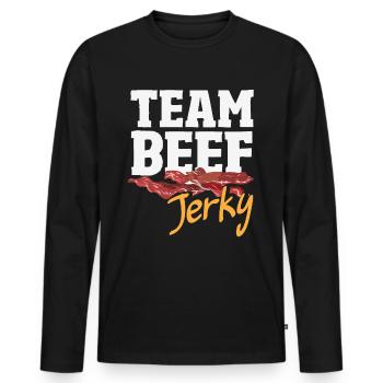 Beef Jerky Dealer Beef Jerky Costume - Men's Premium Organic Long Sleeve Shirt - black - Front - Nico (187cm)