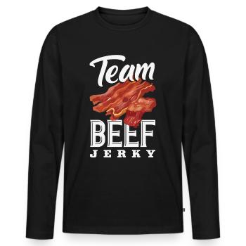 Beef Jerky Dealer Beef Jerky Costume - Men's Premium Organic Long Sleeve Shirt - black - Front - Nico (187cm)