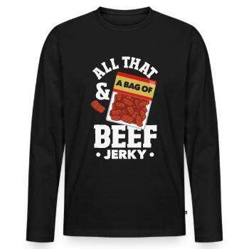Beef Jerky Dealer Beef Jerky Costume - Men's Premium Organic Long Sleeve Shirt - black - Front - Nico (187cm)