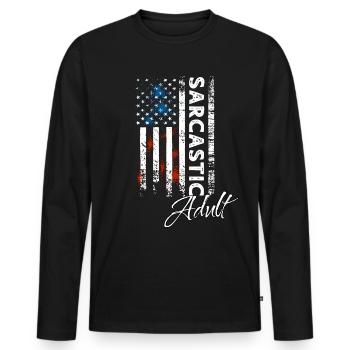 Sarkastischer Erwachsener - Männer Premium Bio Langarmshirt - Schwarz - Vorne - Nico (187cm)