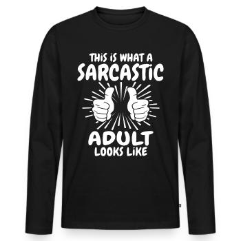 Adulte sarcastique - T-shirt manches longues Premium bio Homme - noir - Devant - Nico (187cm)
