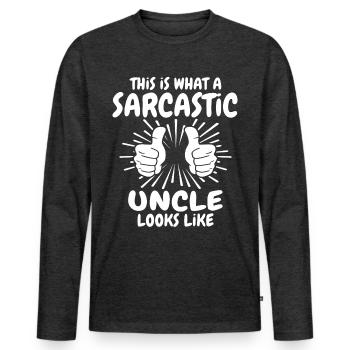 Sarkastischer Onkel - Männer Premium Bio Langarmshirt - Anthrazit meliert - Vorne - Nico (187cm)