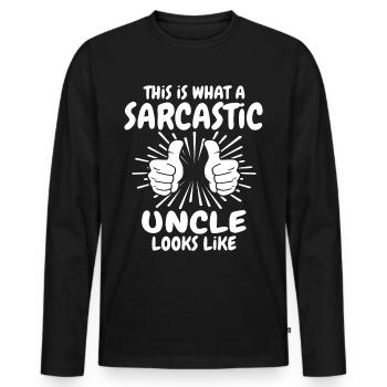 Oncle sarcastique - T-shirt manches longues Premium bio Homme - noir - Devant - Nico (187cm)