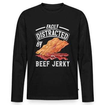 Beef Jerky Dealer Beef Jerky Costume - Men's Premium Organic Long Sleeve Shirt - black - Front - Nico (187cm)