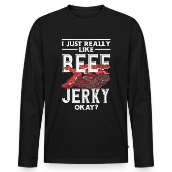 Beef Jerky Dealer Beef Jerky Costume - Men's Premium Organic Long Sleeve Shirt - black - Front - Nico (187cm)