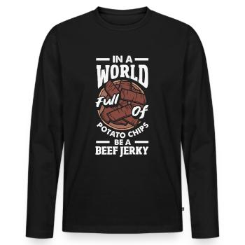 Beef Jerky Dealer Beef Jerky Costume - Men's Premium Organic Long Sleeve Shirt - black - Front - Nico (187cm)