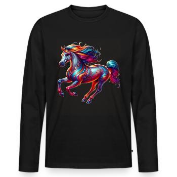 Cheval de trait irlandais Cheval - T-shirt manches longues Premium bio Homme - noir - Devant - Nico (187cm)