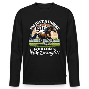 I Love Irish Draft Horse Saying - Men's Premium Organic Long Sleeve Shirt - black - Front - Nico (187cm)