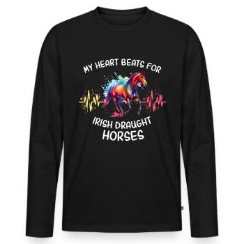 Cheval de trait irlandais Cheval de ligne de cœur - T-shirt manches longues Premium bio Homme - noir - Devant - Nico (187cm)