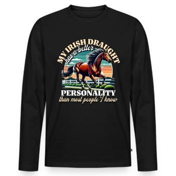 Irish Draft Horse Sayings Irish Draught - Men's Premium Organic Long Sleeve Shirt - black - Front - Nico (187cm)