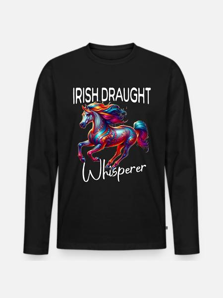 Irisches Zugpferd Flüsterer Pferd - Männer Premium Bio Langarmshirt - Schwarz