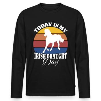 Irisches Zugpferd Irish Draught - Men's Premium Organic Long Sleeve Shirt - black - Front - Nico (187cm)