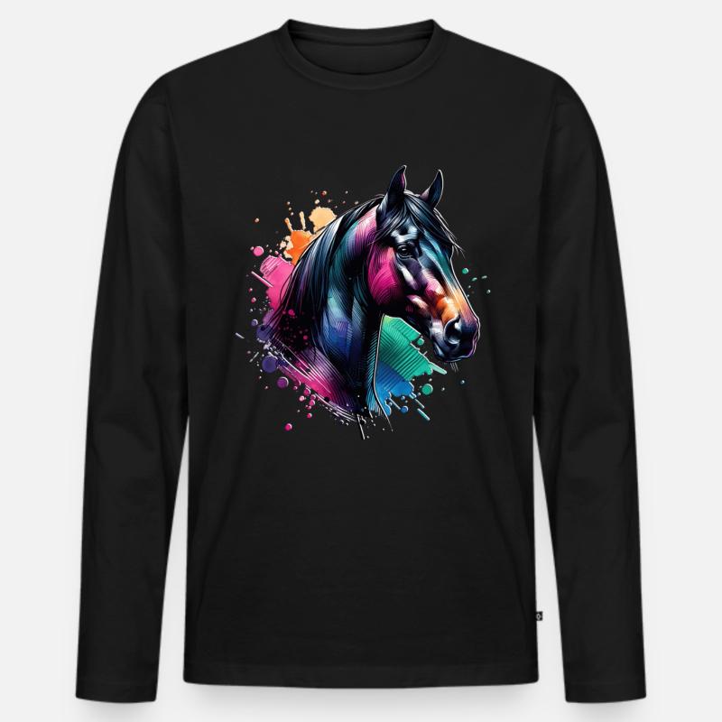 Irisches Zugpferd Motiv Pferd - Männer Premium Bio Langarmshirt - Schwarz