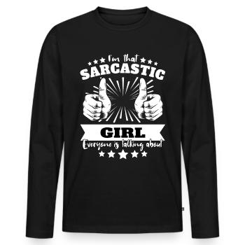 Sarcastique Fille Sarcastique - T-shirt manches longues Premium bio Homme - noir - Devant - Nico (187cm)