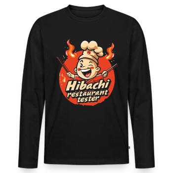Hibachi Teppanyaki Bbq Japanese Cuisine - Men's Premium Organic Long Sleeve Shirt - black - Front - Nico (187cm)