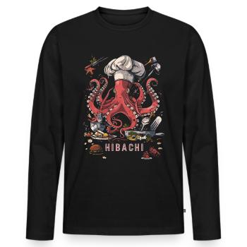 Hibachi Teppanyaki Bbq Japanese Cuisine - Men's Premium Organic Long Sleeve Shirt - black - Front - Nico (187cm)