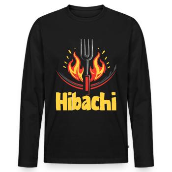 Hibachi Teppanyaki Bbq Japanese Cuisine - Men's Premium Organic Long Sleeve Shirt - black - Front - Nico (187cm)